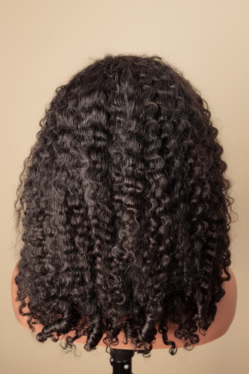 Perruque Deep Curly - Dos - Fond Beige